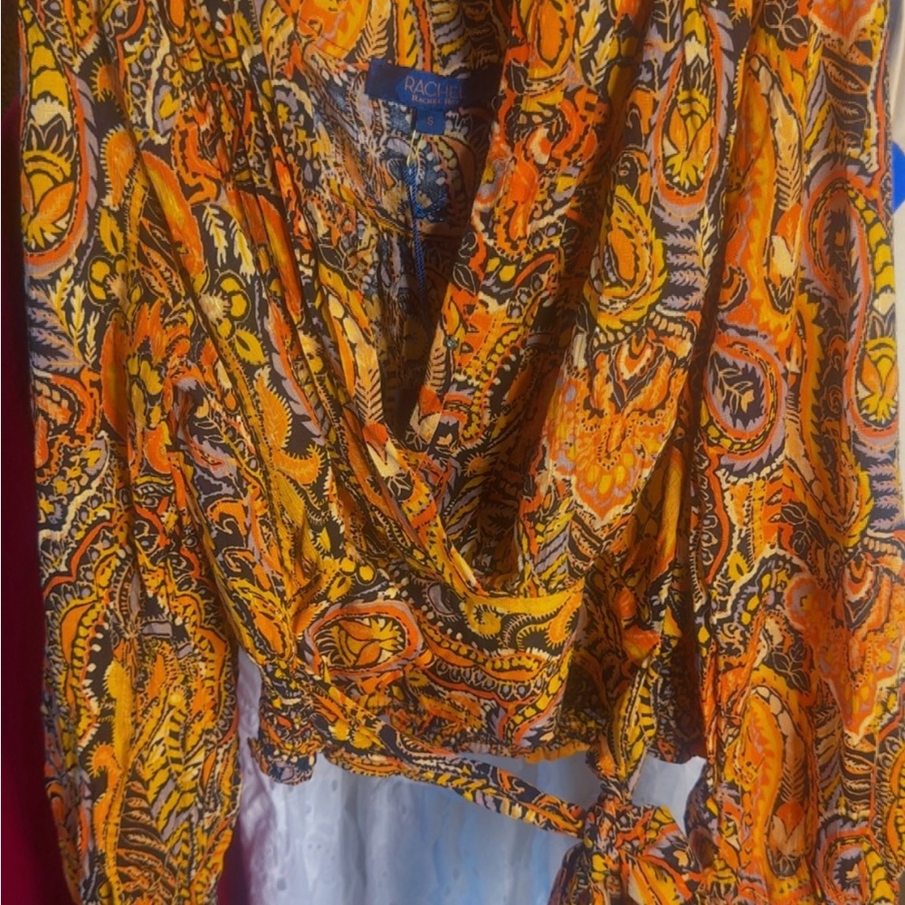 RACHEL Rachel Roy paisley wrap style blouse Top